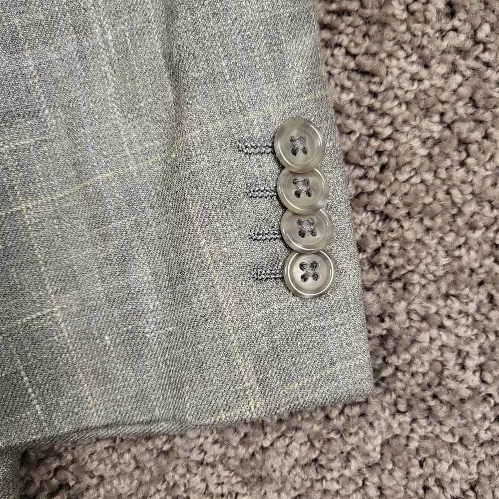 Ermenegildo Zegna For Bergdorf Goodman Mens Wool Silk Linen Suit Blazer Gray 42L